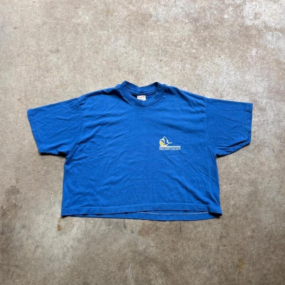 Vintage 80s single stitch molson golden blue cropped T-shirt Womens Size small